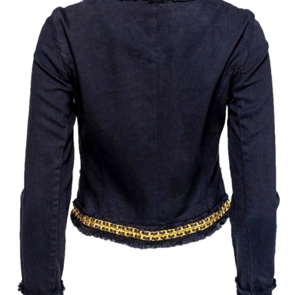 Michael Kors Black Denim Jacket with gold chain Size 4. - Picture 4 of 5